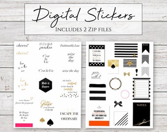 Digital Stickers | Kate Spade Inspired Quote Stickers for Digital Planners