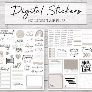 Digitale Aufkleber | Oh, Baby | Schwangerschaft Sticker für digitale Planner
