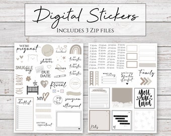 Digital Stickers | Oh, Baby | Pregnancy Stickers for Digital Planners