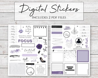 Digital Stickers | Class & Fab | Fancy Purple Stickers for Digital Planners
