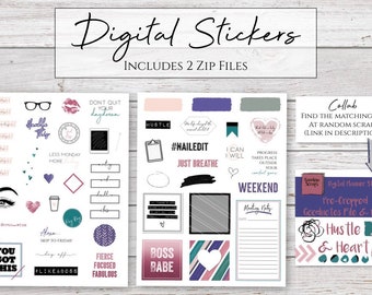 Digital Stickers | Hustle & Heart Stickers for Digital Planners