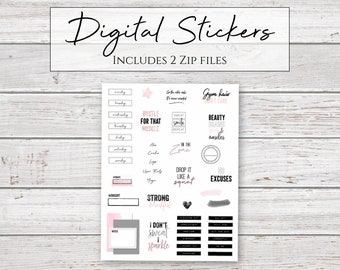 Digital Stickers | In the Zone Fitness Stickers for Digital Planners