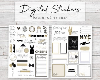 Digital Stickers | Hello 2022 | New Year's Stickers for Digital Planners