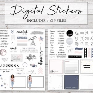 Digital Stickers | Starry Eyed | Zodiac Astrology Stickers for Digital Planners