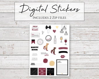 Digital Stickers | Wine Not Stickers for Digital Planners