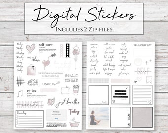 Digital Stickers | Unplugged | Self-Care Stickers for Digital Planners