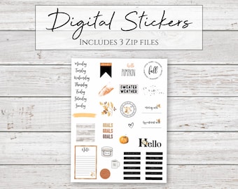 Digital Stickers | Fall/Autumn Stickers for Digital Planners