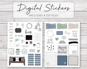 Digital Stickers / Home Sweet Farmhouse / Rustic Digital Stickers for Digital Planners