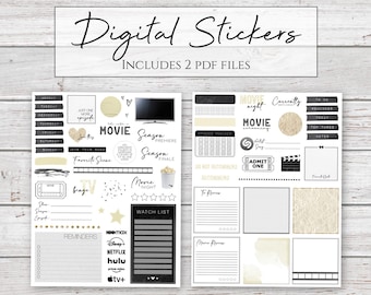 Digital Stickers | The Watch List | TV and Movie Stickers for Digital Planners