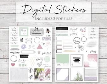 Digital Stickers | Hello Spring | Spring Stickers for Digital Planners