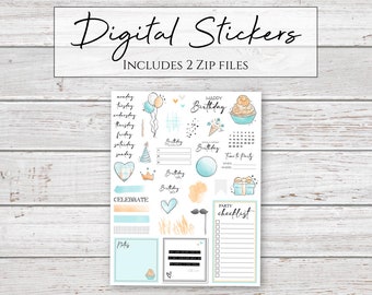 Digital Stickers | Happy Birthday Orange | Stickers for Digital Planners