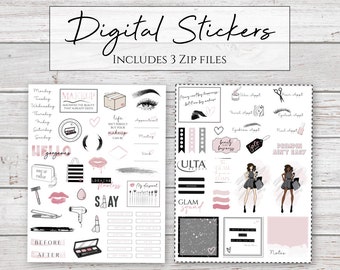 Digital Stickers | Flawless | Makeup & Beauty Stickers for Digital Planners