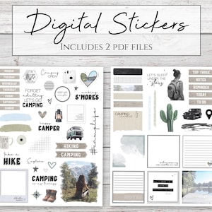 Digital Stickers | Happy Camper | Camping & Hiking Stickers for Digital Planners