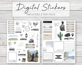 Digital Stickers | Happy Camper | Camping & Hiking Stickers for Digital Planners