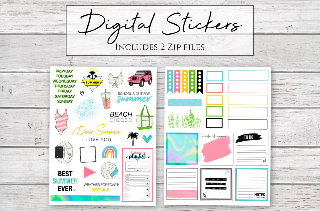 Digital Stickers | Beach Please | Summer Stickers for Digital Planners ...