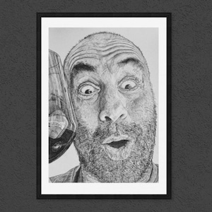 Druckbare Kunst, Joe Rogan, Bleistift Portrait schwarz weiß, Bildende Kunst, Wandkunst, Bleistift Skizze, Digitaldruck Poster Download, lustiges Geschenk für ihn