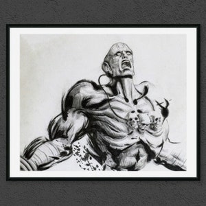 Printable Art,Dhalsim, Street Fighter,Xbox Game,Poster,Black White Pencil Portrait,Fine Art,Digital Print,Download,Gift for Him,HandOfOg
