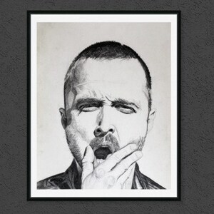 Druckbare Kunst, Aaron Paul, Breaking Bad Jesse, Poster, schwarz weiß Bleistift Portrait, bildende Kunst, Digitaldruck, Download, Geschenk für ihn, HandOfog
