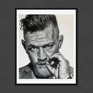 Printable Art,Conor McGregor UFC,Poster,Black White Pencil Portrait,Fine Art,Digital Print,Download,Gift for Him,HandOfOg