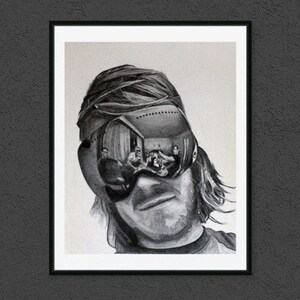 Druckbare Kunst, Snowboarder, Bleistift Portrait schwarz weiß, fine Art, Skizze, Poster, Digitaldruck, Download, cooles Geschenk für ihn, Snowboard, Ski, HandOfOg