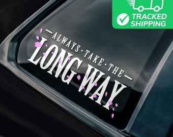 Long Way Car Decal, Girl Car Accessory, Anime Car Decal, Kawaii Sticker, Anime Accessories Merch, Cute Sticker, Gift for Car Lovers