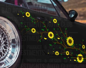 Sunflower Car Decal, Side Graphics, Flower Decals, SVG VERSION, Digital Decal Design