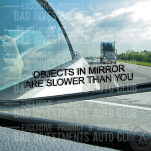 Objects In Mirror x2, Car Mirror Decal, JDM Stickers, Car Rear View Mirror, Car Club, Trendy Decal, Car Merch, Sarcastic Sticker, Car Girl