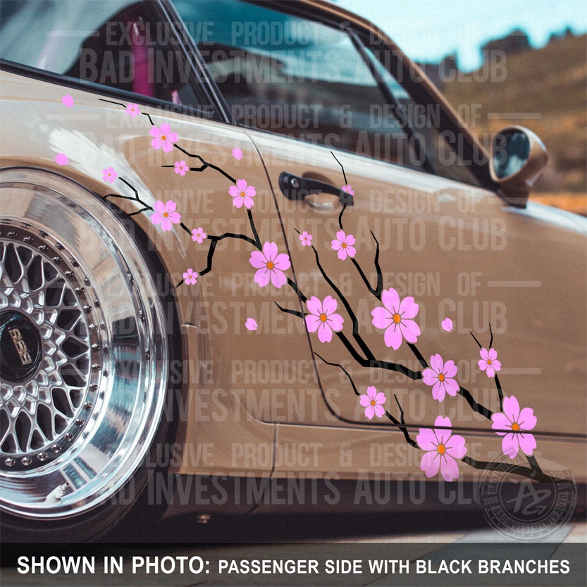 Sakura Blossoms and Vintage Cars in a Junkyard · Creative Fabrica
