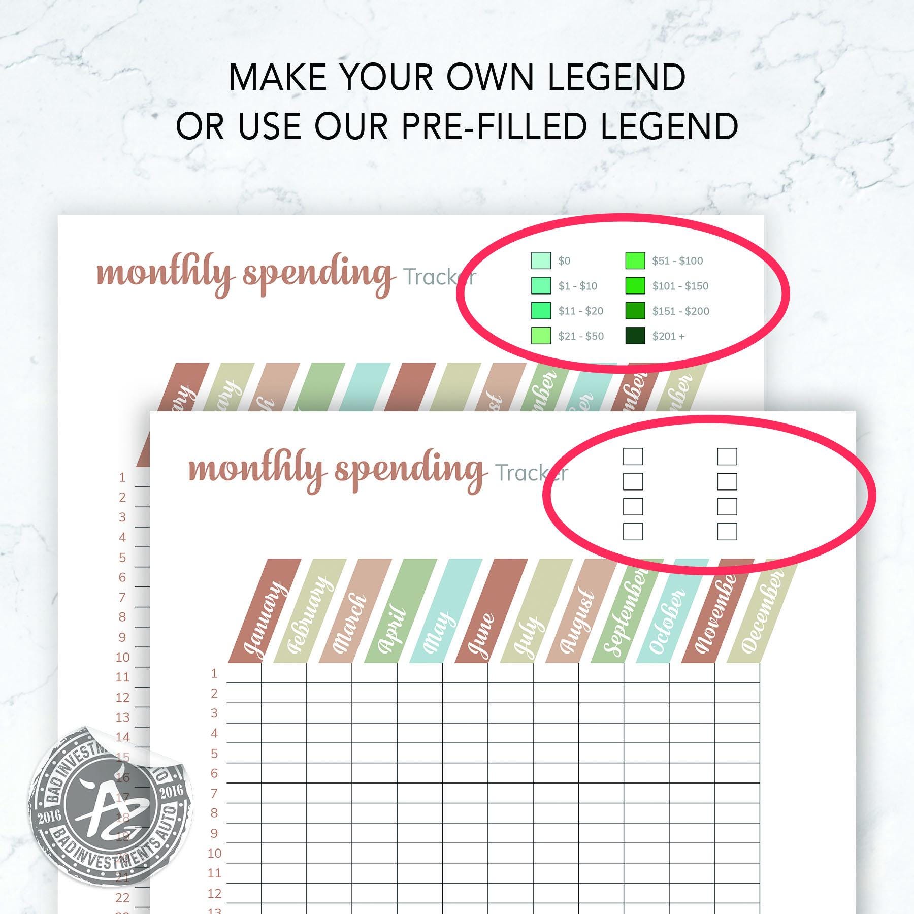 Visual Spending Chart Spending Tracker Printable, Expense Tracker, Finance Budget Tracker ...