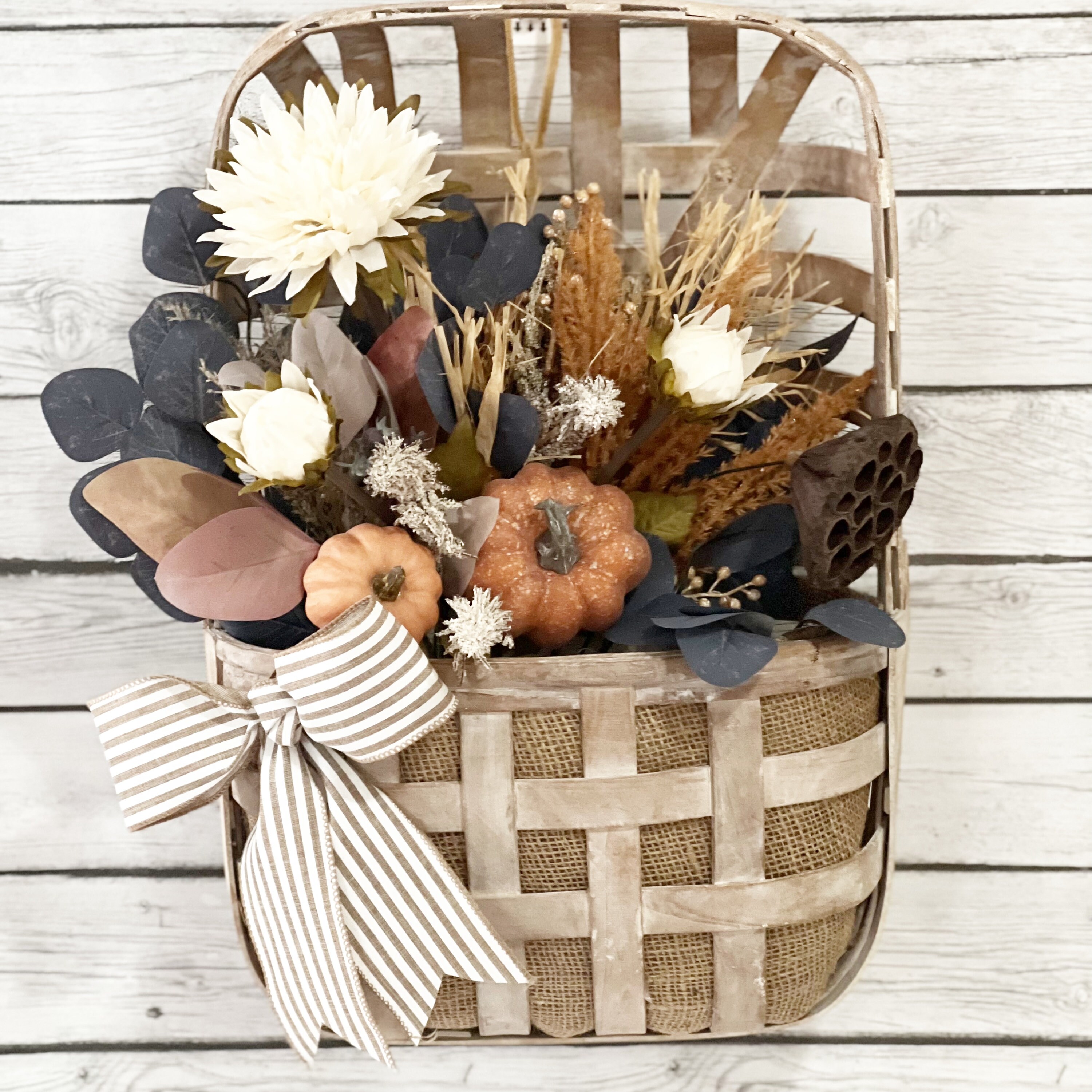 tobacco basket wreath ideas Tobacco Basket Fall Wreath Front Door, Pumpkin Floral Door Hanging, Rustic Tobacco  Basket Pumpkin Door Hanging, Fall Home Decor Thanksgiving