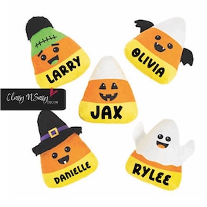 Plush Personalized Halloween Candy Corn, Stuffed Trick or Treat Gift, Halloween Plush