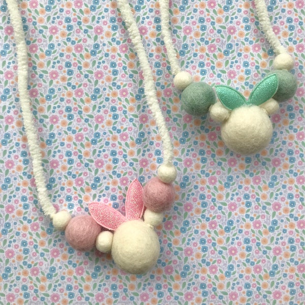 Felt bunny necklace