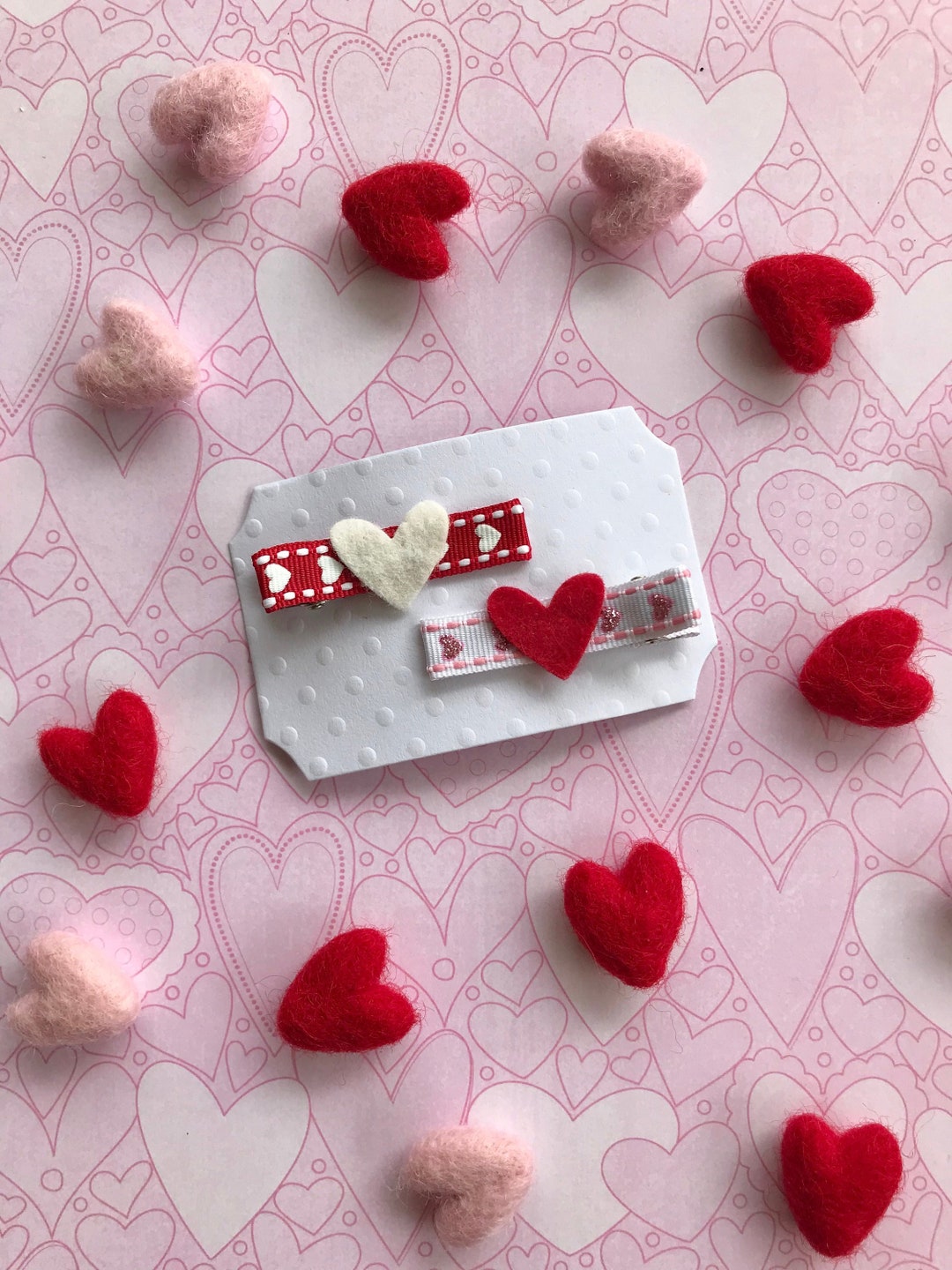 Felt Heart Clips/ Valentines Day Hair Clips Etsy