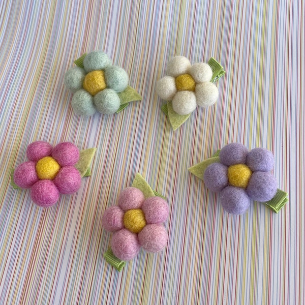 Felt Flower Hair Clip, Daisy Hair Clip, Flower Barrette