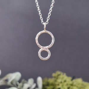 Sterling Silver Hammered Circle Pendant - Solid Silver Minimalist Geometric Necklace - Handmade Jewellery