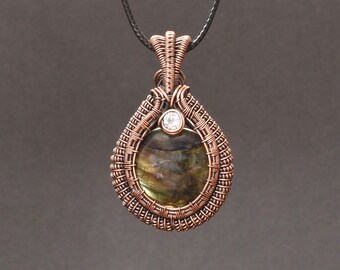 Labradorite Wire Wrapped Copper Heady Pendant