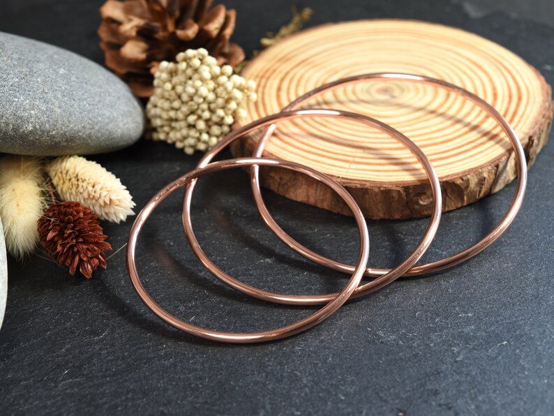 Copper Bangle, Hand Forged Bracelet, Medium Weight, Minimalist Jewellery, Copper Anniversary Gift image 3