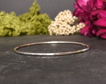 Hammered Silver Stacking Bangle, Hallmarked Bracelet, Classic Jewellery Gift for Wife