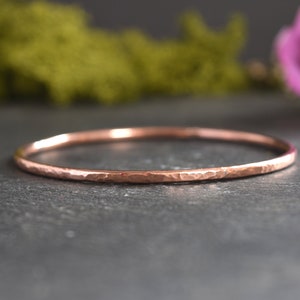 Textured Copper Bangle, Hand Forged Bracelet, Medium Weight, Minimalist Jewellery, Copper Anniversary Gift image 1