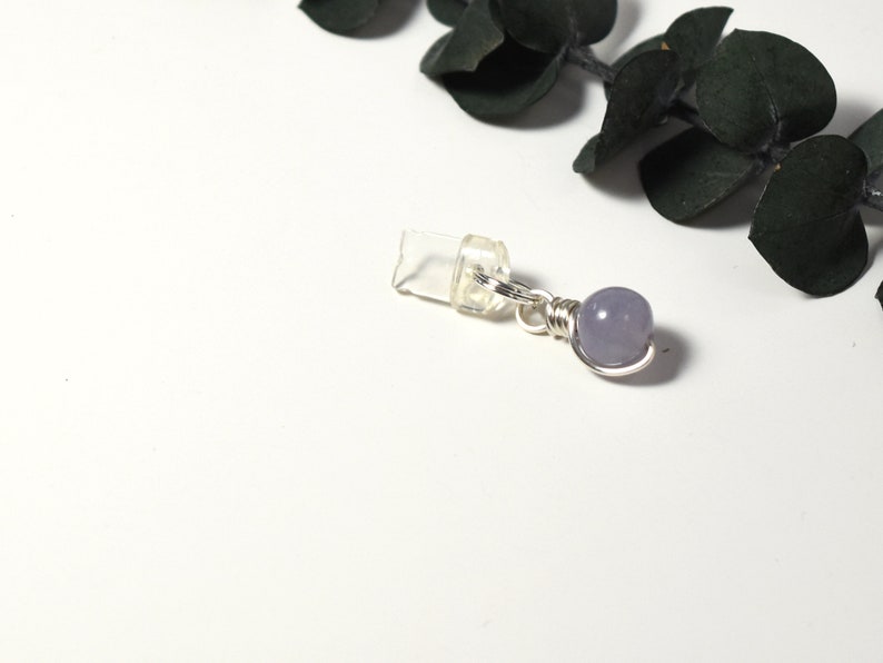 Phone Charm, Aquamarine Gemstone, March Birthstone, Cellphone Accessory, 3.5mm Audio Jack Plug, Lightning Port Plug image 5