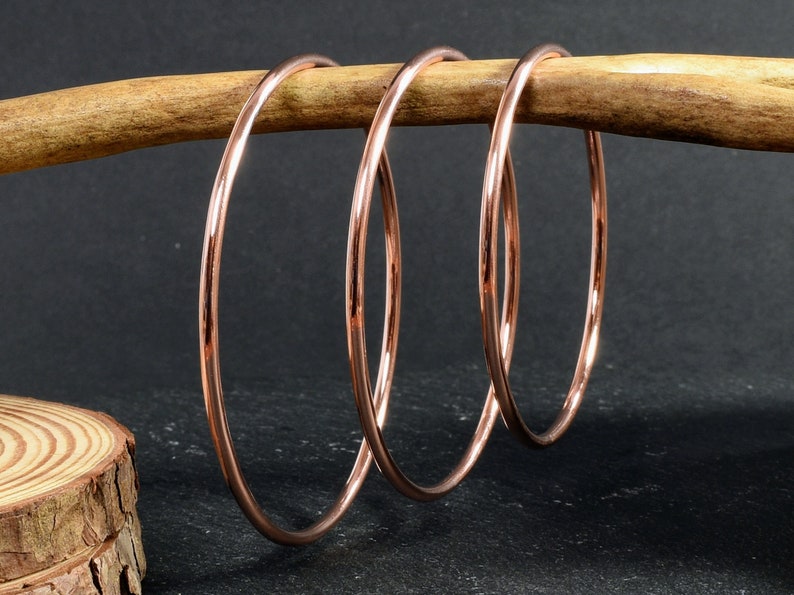 Copper Bangle, Hand Forged Bracelet, Medium Weight, Minimalist Jewellery, Copper Anniversary Gift image 2