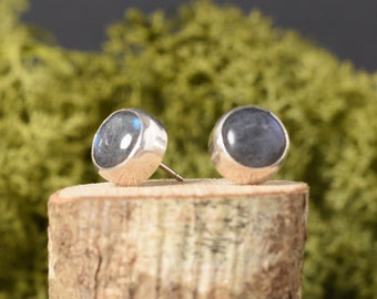 Labradorite Sterling Silver Stud Earrings, Mother's Day Gift  Idea