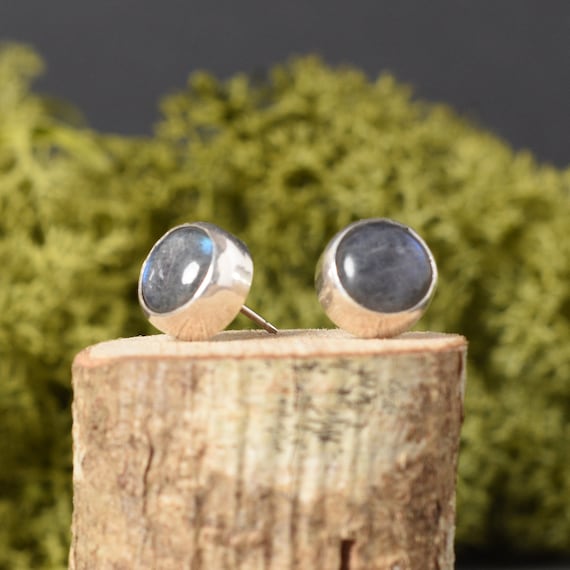 Labradorite Sterling Silver Stud Earrings, Mother's Day Gift  Idea