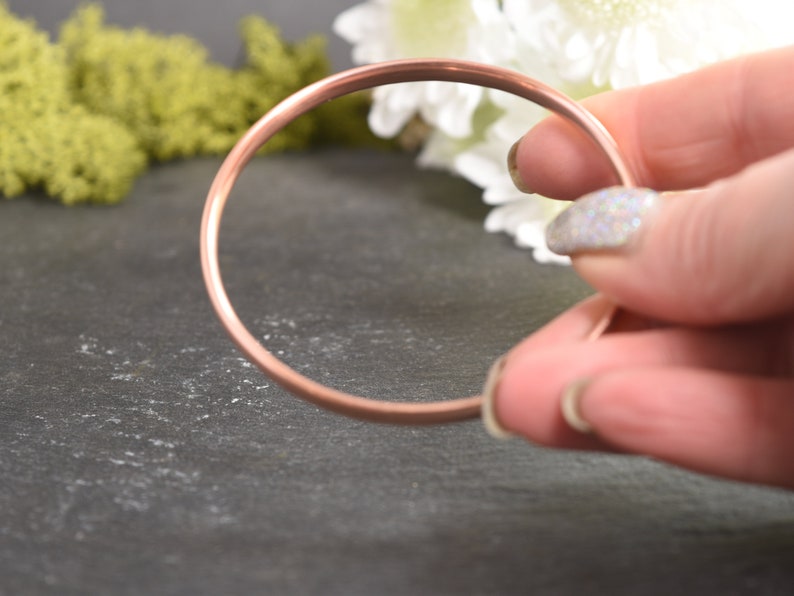 Sturdy Copper Bangle, Hand Forged Bracelet, Medium Weight, Minimalist Jewellery, Copper Anniversary Gift image 8