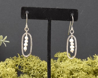 Freshwater Pearl Sterling Silver Drop Hoop Earrings