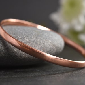 Sturdy Copper Bangle, Hand Forged Bracelet, Medium Weight, Minimalist Jewellery, Copper Anniversary Gift image 2