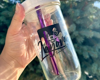 V Layover Reusable Bubble Tea Cup | Boba Tea/Smoothie Glass Cup with Stainless Steel Straw |BTS Taehyung | BTS V | Layover | Kpop Gift