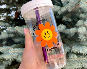 I'm Your Hope Reusable Bubble Tea Cup | Boba Tea/Smoothie Glass Cup with Stainless Steel Straw | BTS | BTS Army | J-Hope | Kpop Gift | Hobi