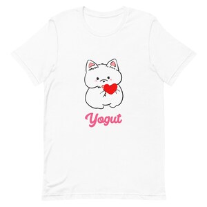 White/Black Yogut Unisex Shirt With Pink Colored Text Worldwide Shipping