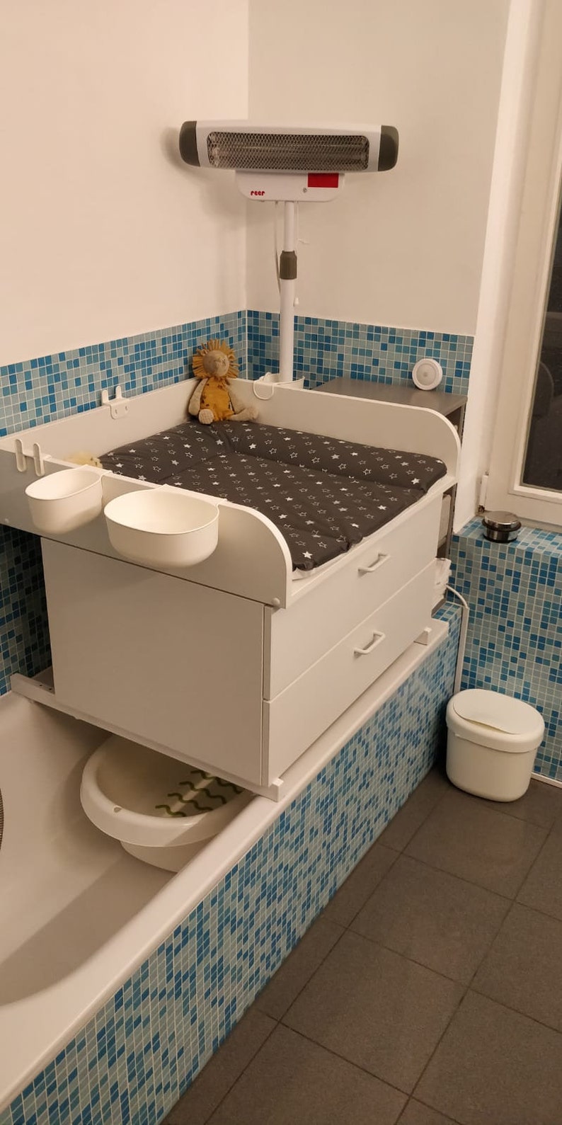 Wickelaufsatz Holz Badewanne mit Ablageboden für | Etsy
